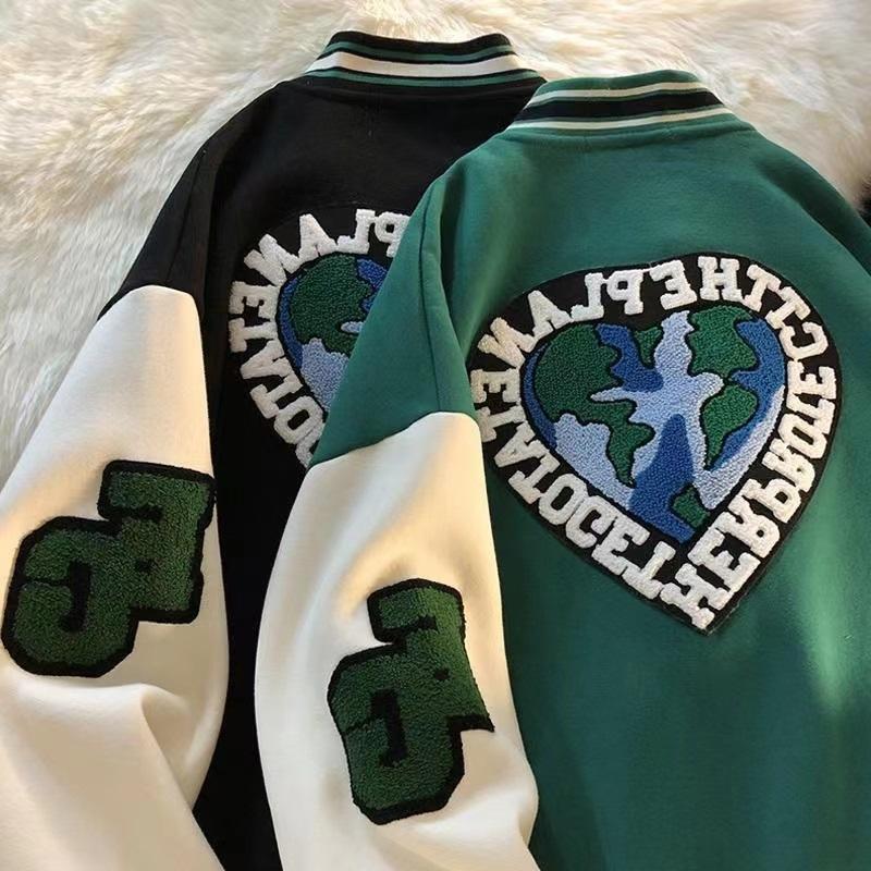 

Women's Jackets Large Oversize Coat Autumn And Winter Plush Thickened Minority Sweet Cool Sweater Baseball Jacket 2 PD, Black