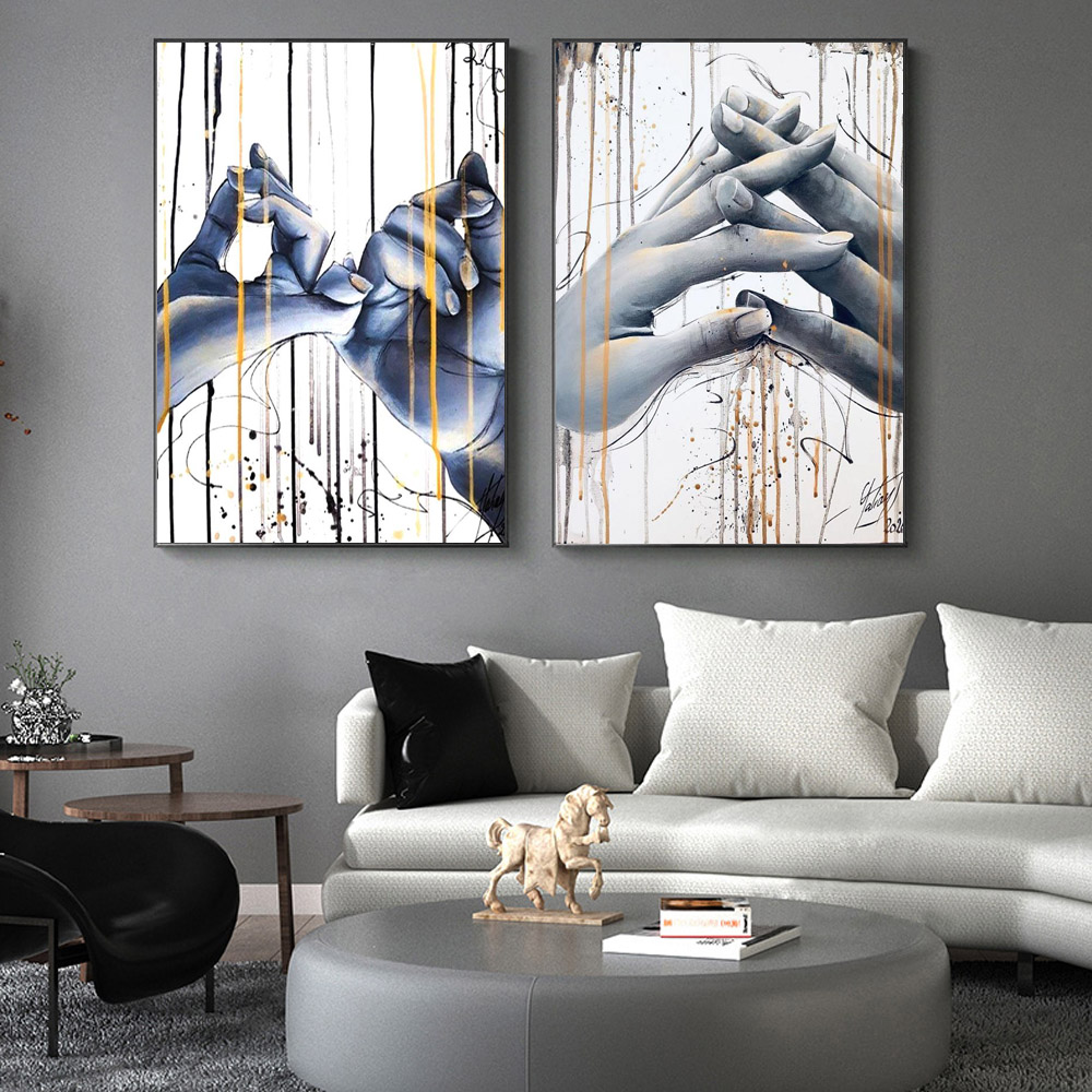 

Nordic Fashion Love Touch Canvas Painting Hand Poster Office Wall Painting Living Room Bedroom Home Decoration Mural