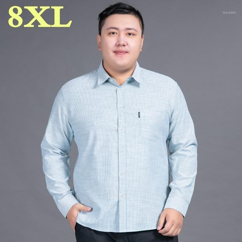 

Autumn 8XL 7XL 5XL Fashion Brand Clothes Long Sleeve Plaid Cotton Casual Men Shirt Social Plus Size Men's Shirts, Blue