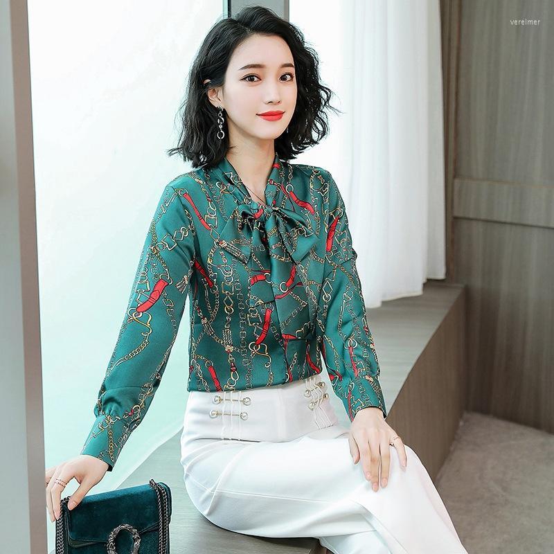 

Women's Blouses & Shirts Office Spring Blouse Summer Women Imitation Silk Shirt Korean Long Sleeve Fashion Womens Tops And Elegant A02Women', Black