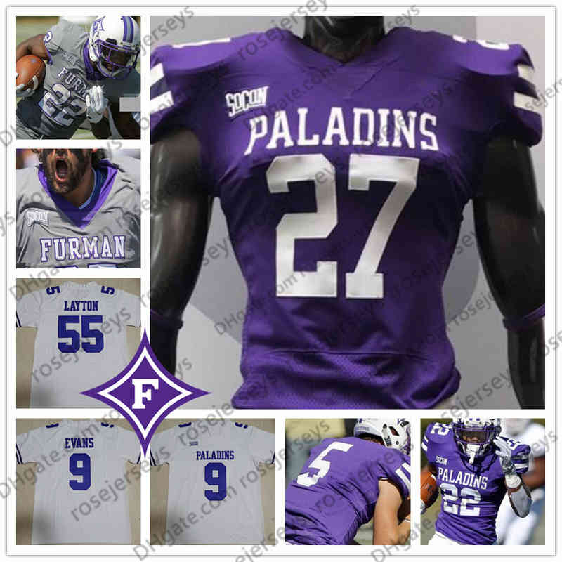 Personalizado Furman Paladins Fútbol Cualquier número Nombre Púrpura Gris Blanco 4 Darren 9 Hamp Sisson 22 Devin Wynn 5 Dae'one Jerseys