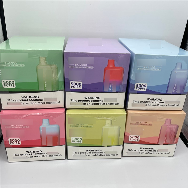 

BC5000 Disposable E cigarettes 5000 Puffs Vape Pen 13ml Dual Mesh Coil Cartridge Pre-Filled Pods 650mAh Rechargeable Battery elfbar