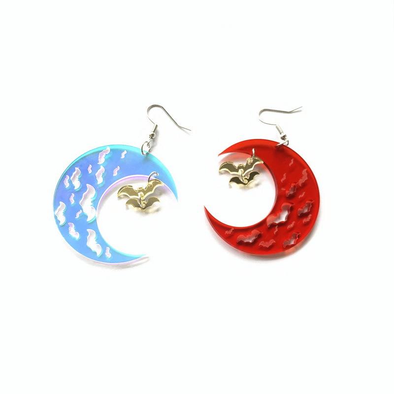 

Dangle & Chandelier Vintage Goth Punk Bat Hollow Out Red Moon Earrings Acrylic For Women Fashion Jewelry Accessories Unique Design 2022