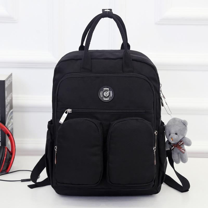 

Backpack Women Canvas Backpacks Candy Color Waterproof School Bags For Teenagers Girls Laptop More Zipper 2022Backpack, Black