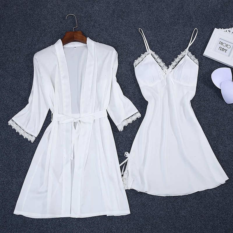 

Sexy Summer Womens 2pc Robe Sleepwear Bath Gown Strap Top Kimono Pajamas Sets Lady Home Wear Nightgown Suit Sleepshirts M-xxl, Color18