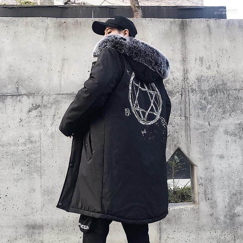 

Print Hip Hop Fur Collar Long Coat Men Winter Cotton Russian Parkas Streetwear Hoodies Windbreaker Outerwear1 Phin22, Black