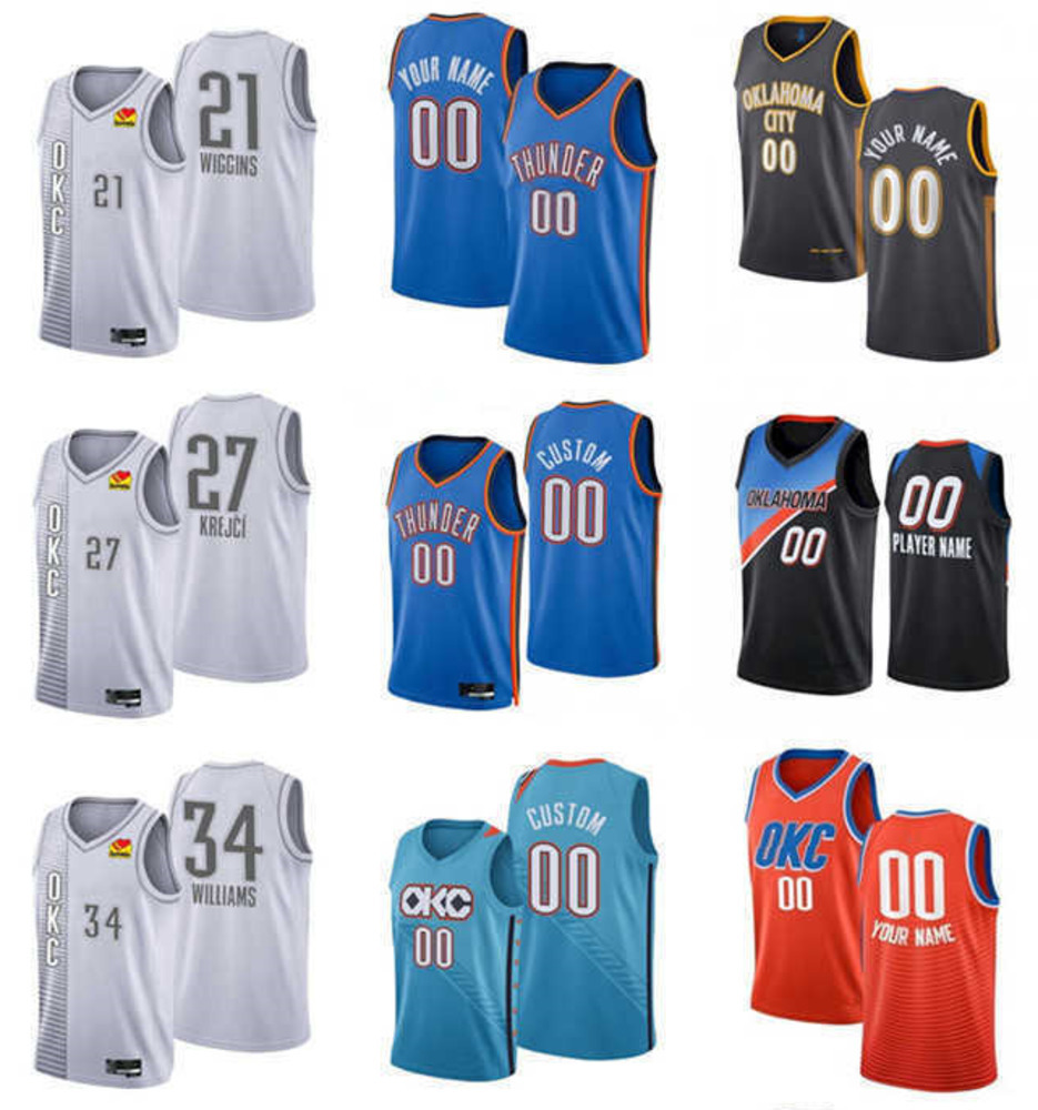 

75th Custom Oklahoma''City Thunder''21 Aaron Wiggins 34 Kenrich Williams 27 Vit Krejci 50 Jeremiah Robinson-Earl Basketball Jerseys, Army green
