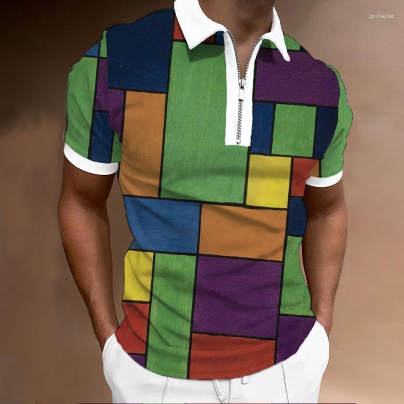 

Men's Polos Cotton 5 Spandex T Shirts Men Mens Spring And Summer Slim Zipper Collar Shirt Printing Top Lapel Workout MensMen's Quin22, Blue