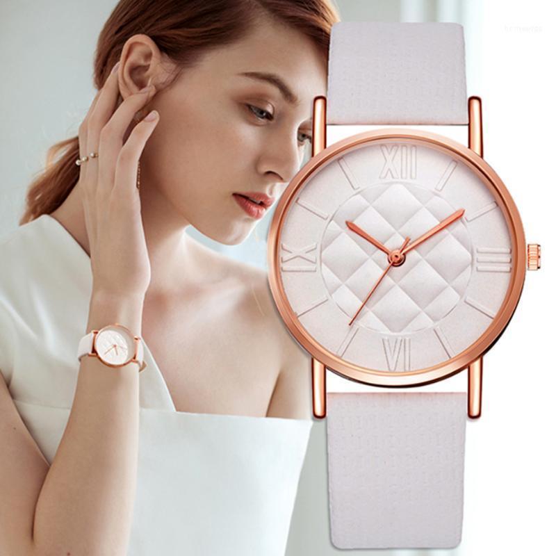 

Wristwatches Fashion Women Leather Band Dress Quartz Wrist Watches Luxury Top Brand White Casual Ladies Wristwatch Relogio FemininoWristwatc, Small red