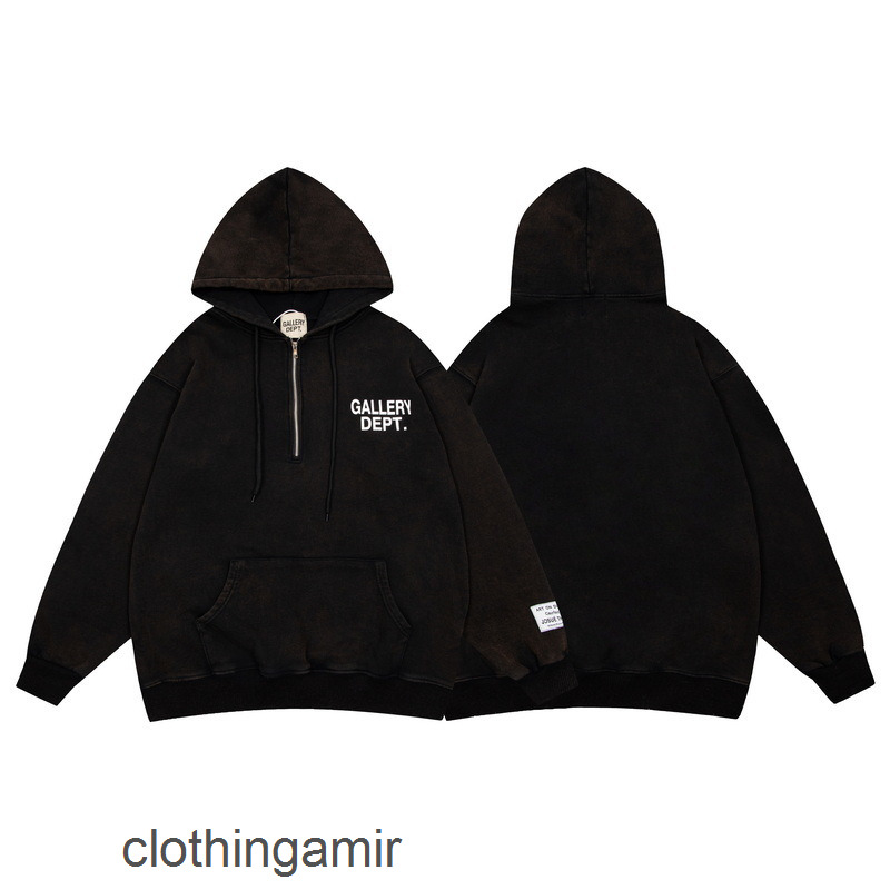 

High Dept Man Galleryes Sweater Hoodies Sweaters Fashion Version Hoodie of Meichao Tie Dyeing Washing Water Used Men' Women' Cardigans Coats, Black