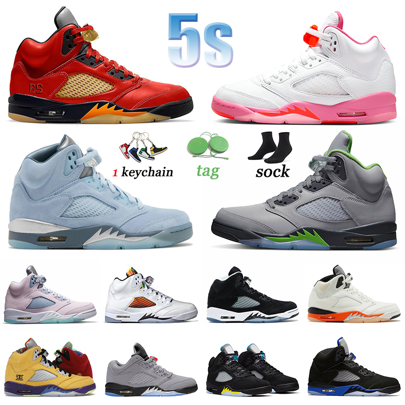 

2022 Jumpman 5 Trainers Basketball Shoes Concord Pinksicle Aqua We The Bests Low PSGs Sports Mens Green Bean Mars For Her 5s Sports Racer Blue Women Moonlight Sneakers, 40-47 white cement