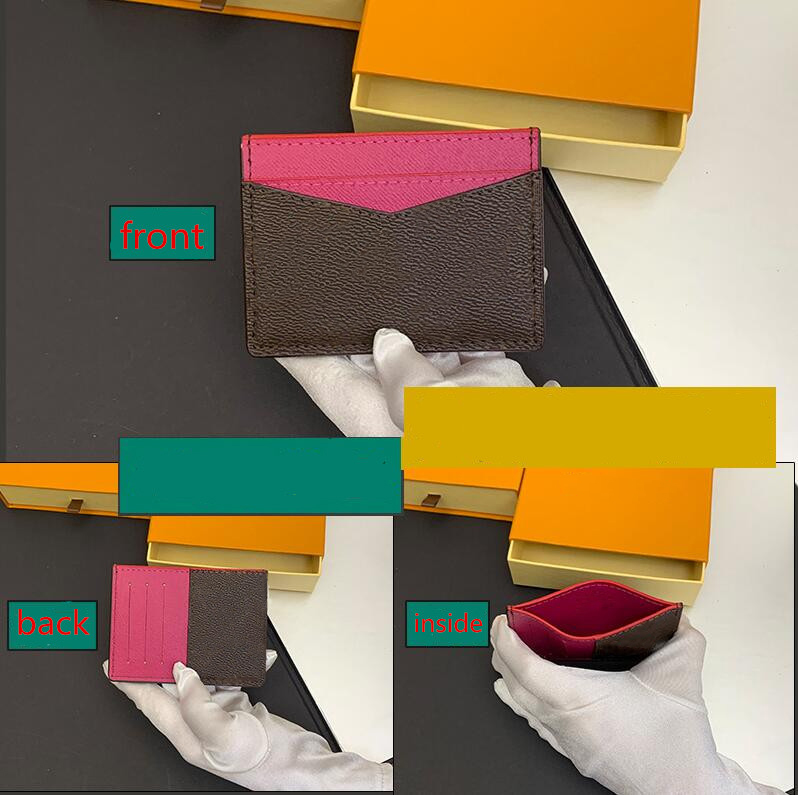 

New Card Holders Flower grid Brown Black Men woman L mini wallet New fashion Designer purse genuine leather Credit ID luxury Opening bag with box, L1 black grid black