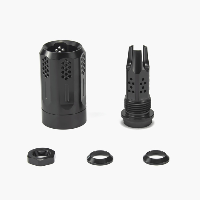 

Upgrade 2rd Stainless Steel Muzzle Brake 5/8-24RH to 13/16-16 Outer Sleeve With Aluminum Crush Washer Jam Nut for .308 .45 ACP, Black