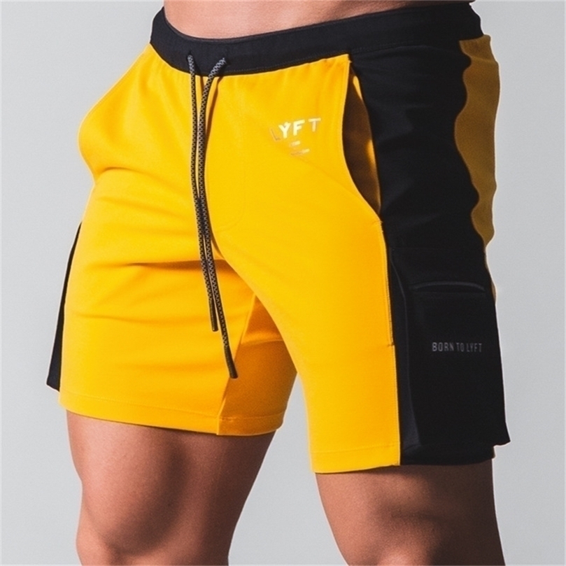 

Summer Running Shorts Men Letter Print Elastic Waist Jogging Gym Fitness Quick Dry Training Casual Pants Male 220614, Yellow