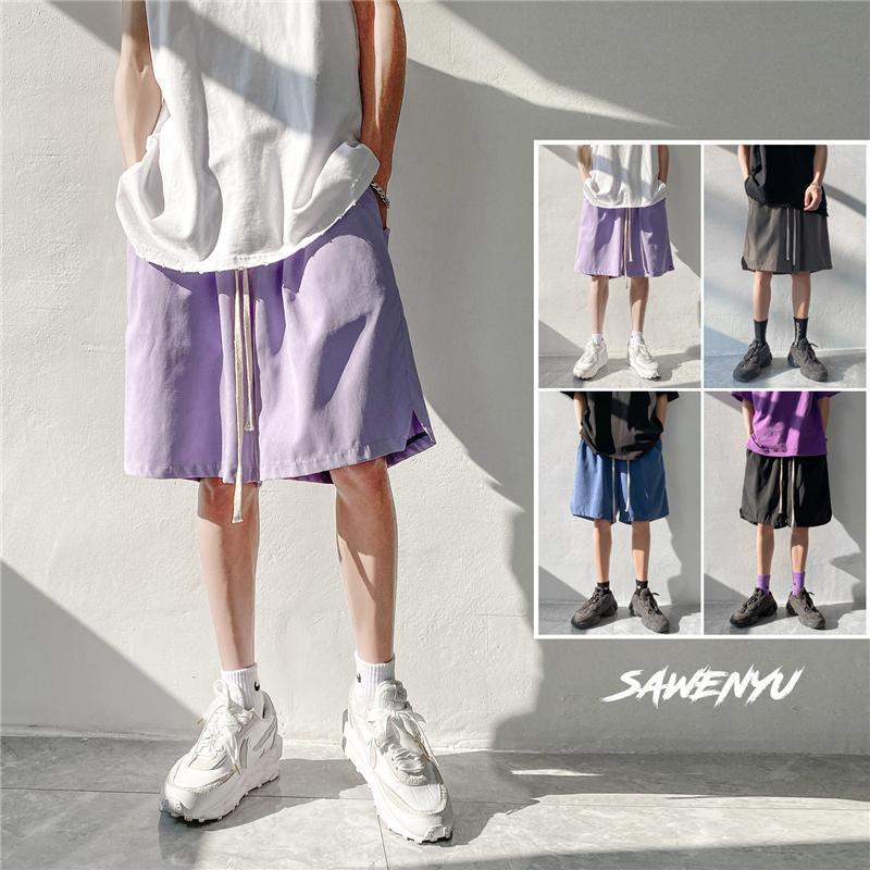 

Men' Shorts Purple Men' Summer Straight Pants Korean Version Loose Casual Beach Gym ShortsMen, D06purple