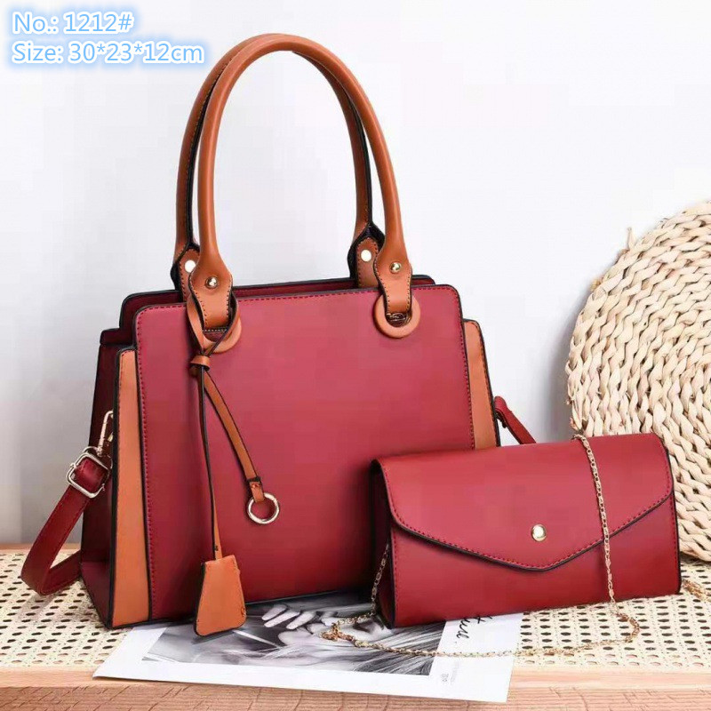 

Wholesale womens leathers shoulder bags simple Joker contrast leather handbags large capacity compartment two-piece women handbag color matching fashion bag, Brown-1212#