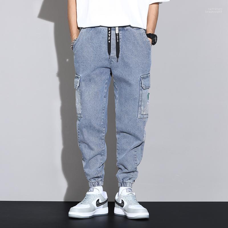 

Men Loose Joggers Streetwear Jeans Cargo Pants Ankle-Length Denim Trousers Plus Size Jeens For 2081 Men's Bert22, Black