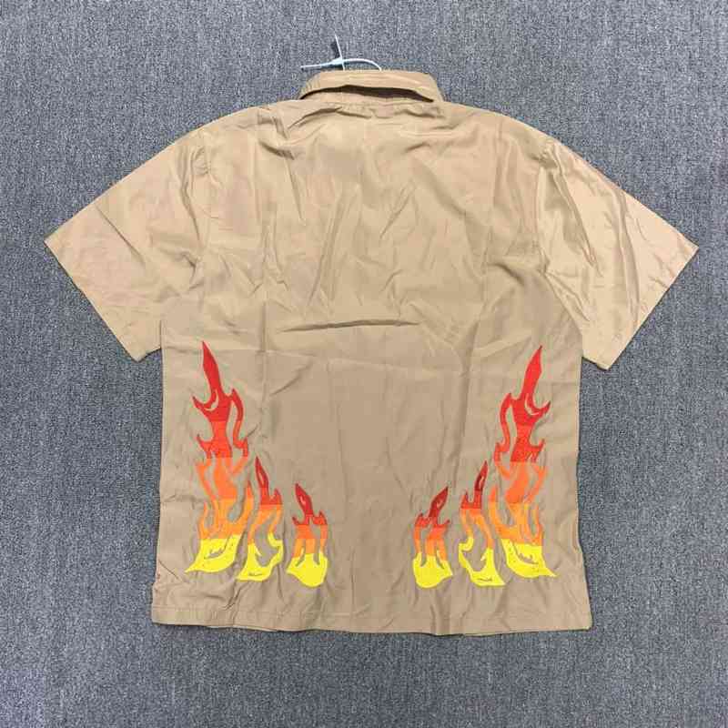 

Men Women 1:1 Best Quality Cactus Flame Embroidery T-shirt Tees Travis Scott Cactus Jack Button Down Jackboys Work T Shirt