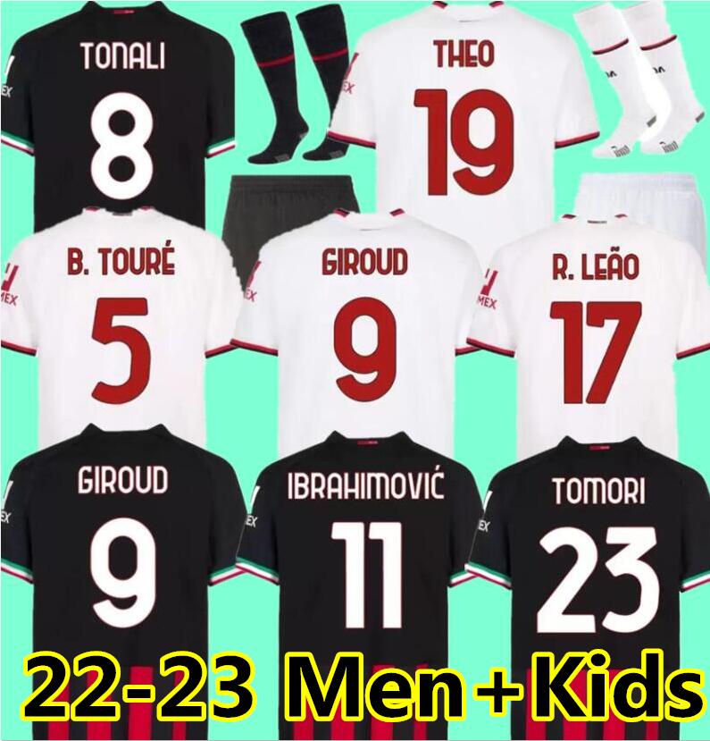 

IBRAHIMOVIC 22 23 HOME 4TH GIROUD soccer jerseys AC FANS GIROUD 2022 2023 AWAY third football shirt MILAN adult men kids kit, 22/23 away kids