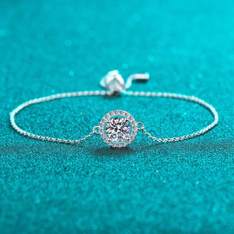 

Other Bracelets Trendy 1ct D Color Round Moissanite Diamond Star Bracelet Women Jewelry 100% 925 Sterling Silver Charm Birthday GiftOther