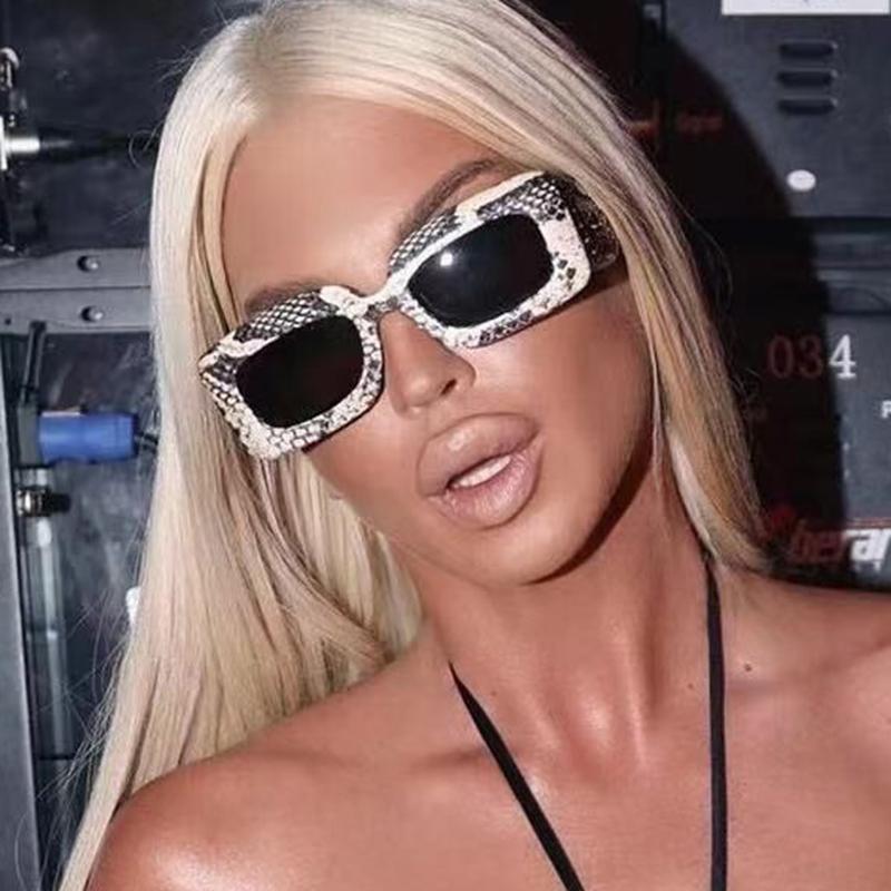 

Sunglasses Fashion Vintage Square Women Men Designer Travel Snake Pattern Sun Glasses Ladies Shades UV400