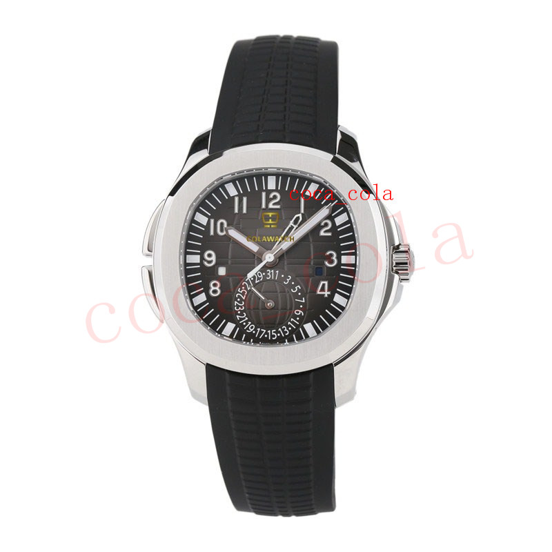 

With Box Papers watch 5164A-001 Engraved double P Cal.324 stamp fine steel automatic mechanical Rubber belt men's Watch, Black