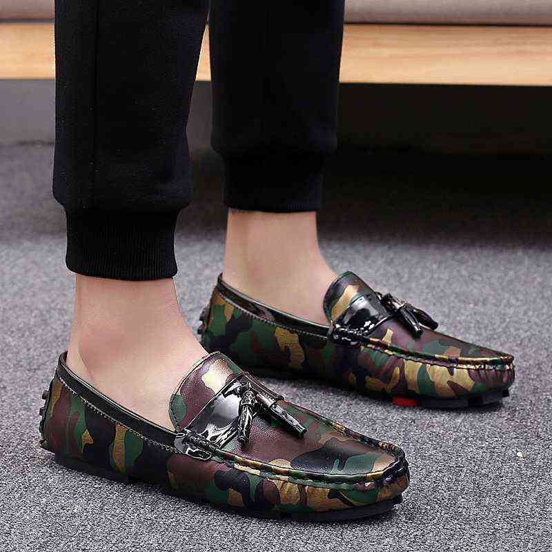 

Dres Shoe Camouflage Designer Big Size Men Casual Shoe Brief on Black Man Leather Slipper Moccasin Italian 220723, Pdd canvas
