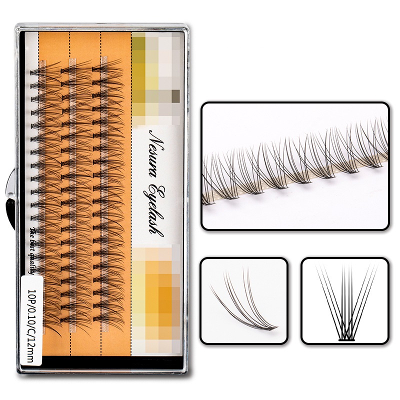 

10pcs Hot Melt 0.10 Thick Grafted False Eyelashes Segmented Self Grafting Single Cluster Planting Eyelashes