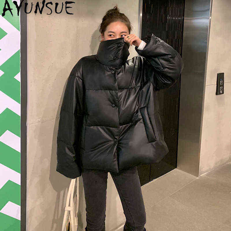 

Ayunsue Leather Coat Women 100 Sheepskin Coat Female Warm Women Winter Down Jackets Fashion 2020 Chaqueta Mujer 84 J220727, Black