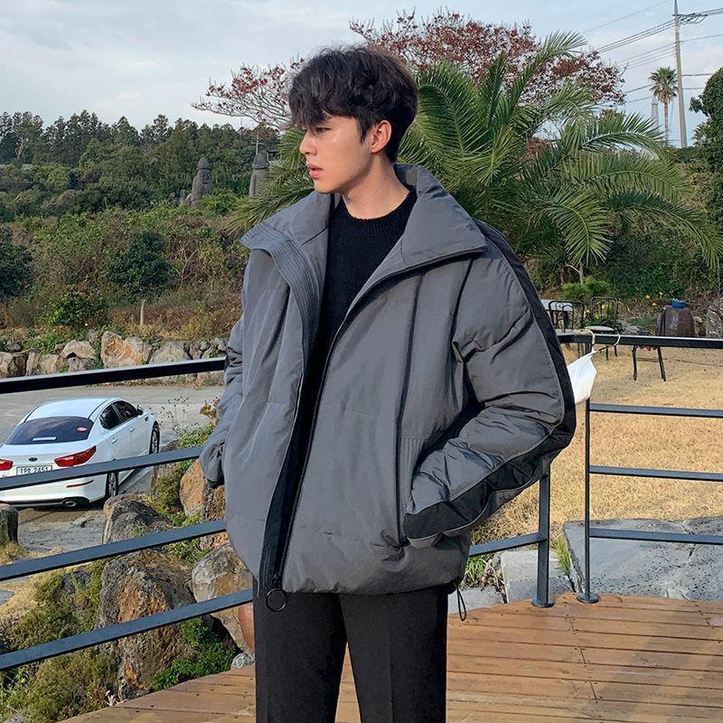 

Men's Down & Parkas 2022 Winter Solid Color Jackets Parka Men Fashion Warm Outwear Slim Fit Mens Cotton Padded Coats Stand Collar E302 Phin2, Gray
