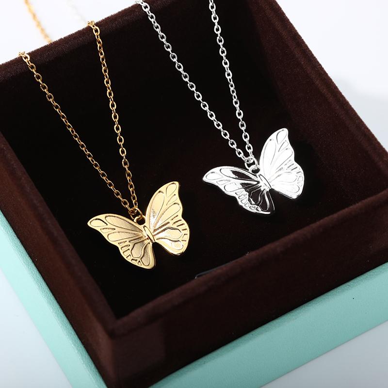 

Pendant Necklaces Stainless Steel Butterfly For Women Girls Gold Silver Color Neck Chain Female Necklace Jewelry Collier Femme