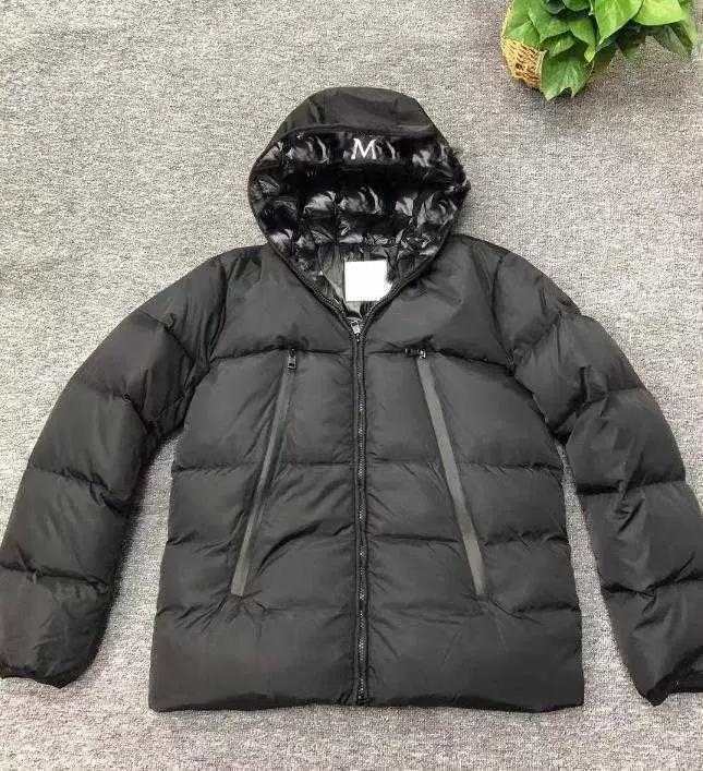 

Men down jacket monocle English webbing parka coat hooded Letter printing brand street Designer short jackets, Black
