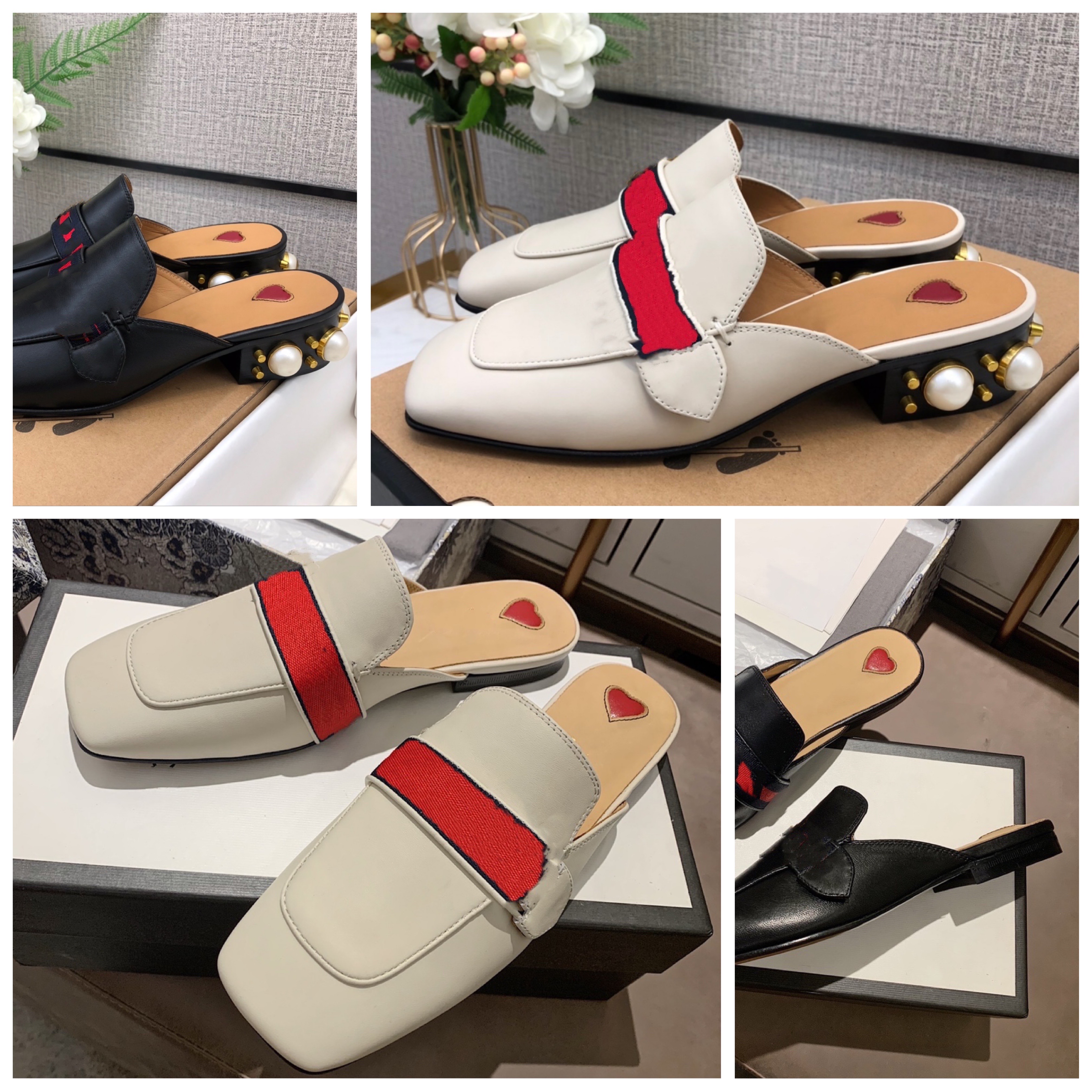

Designer Mule Scuffs Slippers Women Classic Genuine Leather Sandals Strap Casual Shoes Half Drag Metal Buckle Shoes Office lady Commuting Mules Size 34-40, Blue
