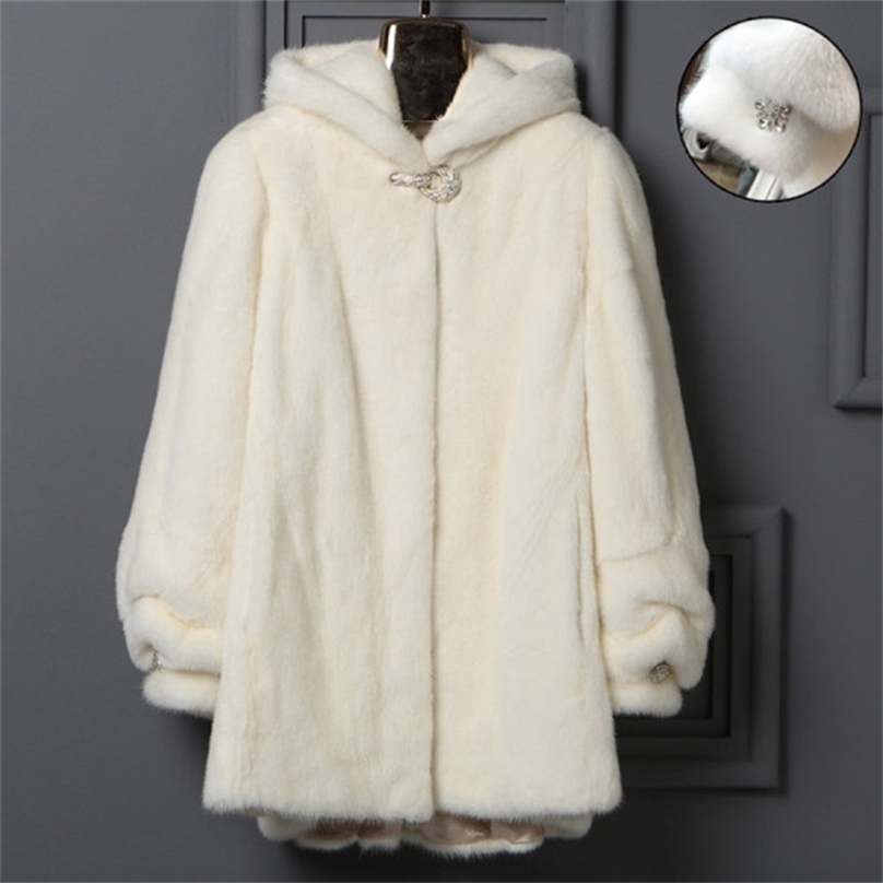 

High quality winter faux fur coat women with hood long sleeve Plus size warm fluffy furry jacket Christmas gift 210602, Black