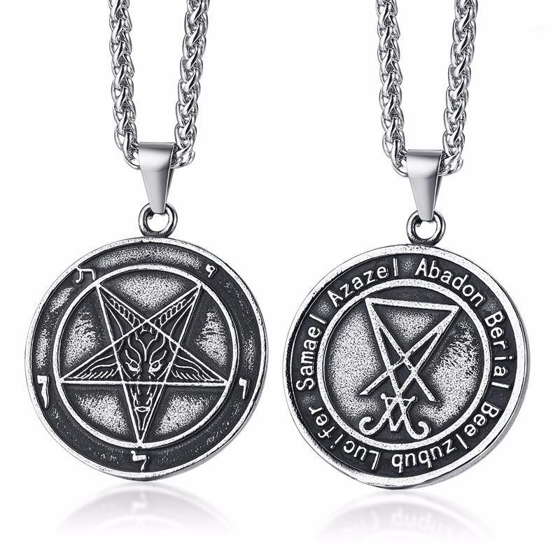 Pendant Necklaces Assorted Style Satanic Jewelry Lucifer Pentagram Amulet Goat Satan Wiccan Satanism Necklace Stainless Steel-image-758169763