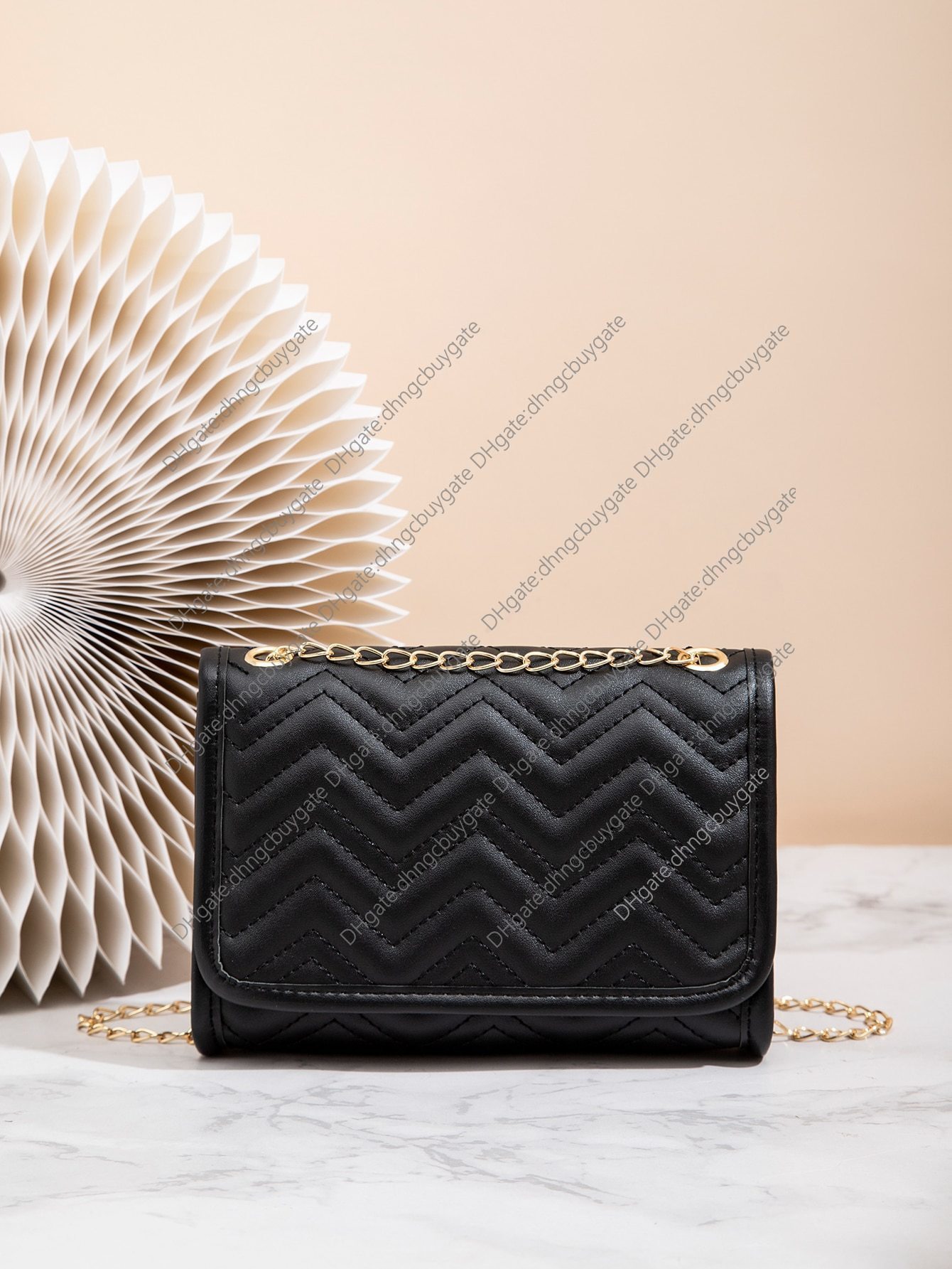 

Bag Chevron Designer Flap Square Handbag Leather Luxury Brand Fashion Wallet crossbody bag Handbag Leather, Black