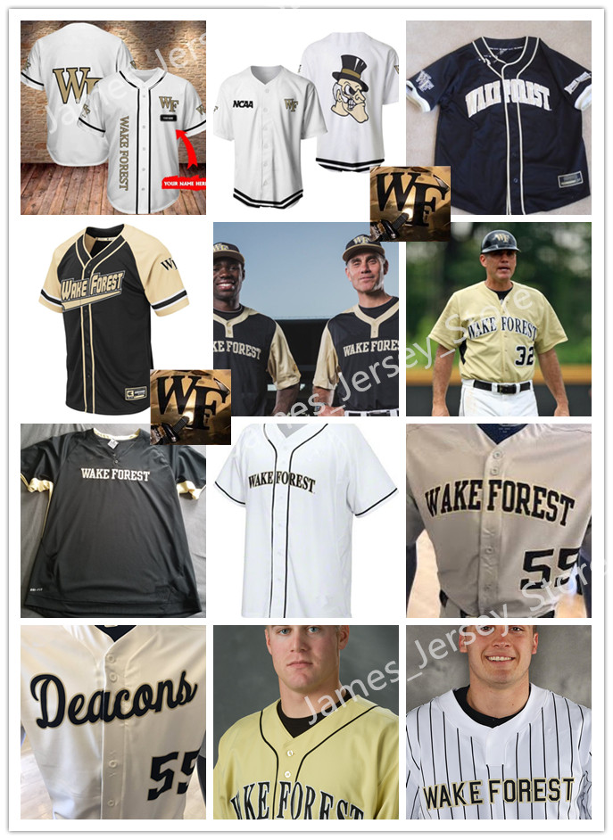 

2022 NCAA Custom Wake Forest Stitched Baseball Jersey 28 James Broderick Jerseys 31 Jake Reinisch 3 Daniel Corona 6 Michael Turconi 8 Nick Kurtz 25 Brock Wilken Jersey, Retro black