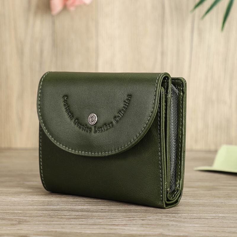 

Wallets Contact'S Women Wallet Genuine Leather Cowhide Fashion Female Short Zipper Cute Small Coin Purse For WomanWallets, Green