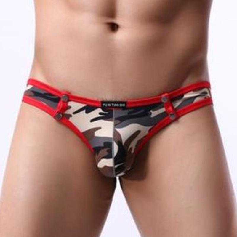 

Underpants Comfort Camouflage Panties Men Breathable Cuasal Underwear Shorts Open Pouch Bikini Briefs Soft Removable A50Underpants, Brown