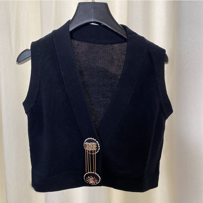 

Designer 2022 Women's Sweaters Runway Spring Autumn New V-Neck Long Sleeve Knitted Coats Women's Elegant Ladies Sequin Tassels Button Cardigan, Black