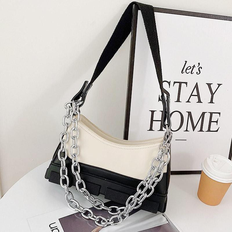 

Evening Bags 2022 Luxuty Thick Chain Handbags For Women Brand Design Sole Crossbody Black Underarm Bag Tyre Shoulder Bolsa Feminina, Beige