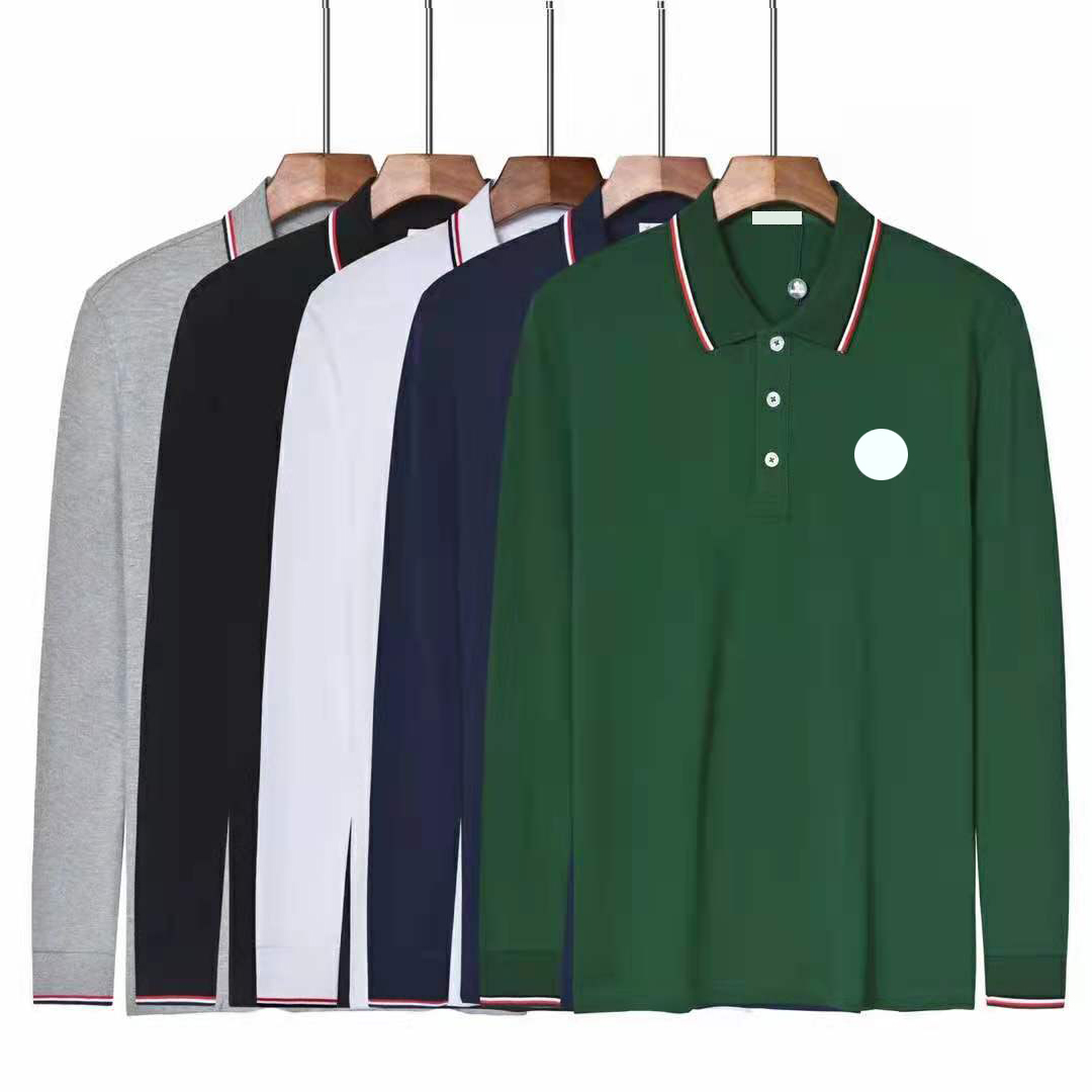 

Designer Mens long-sleeved polo shirt Fashion embroidery letters business classic shirts skateboard casual top men s T-shirts, White