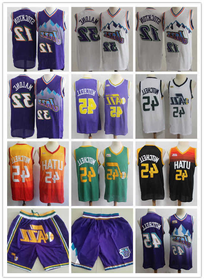 

Utah''Jazz''Men Jersey John 12 Stockton Karl 32 Malone Donovan 45 Mitchell Basketball Jerseys Basketball Shorts purple white, Color