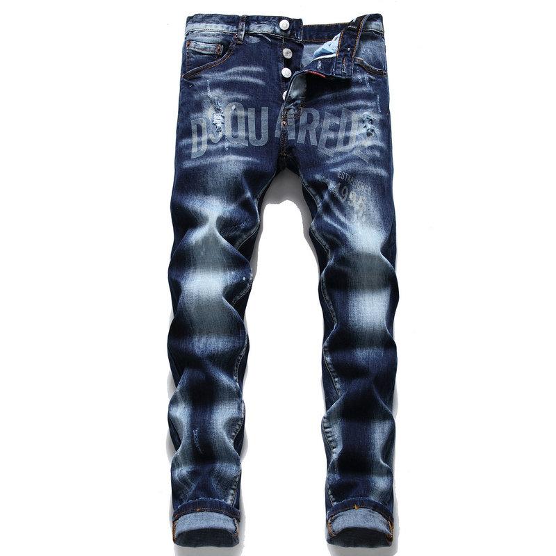 

Men's Jeans DSQUARE Brand Italy Chain Pants Top Quality Men Slim Denim Trousers Blue Pencil For 1093, As shown