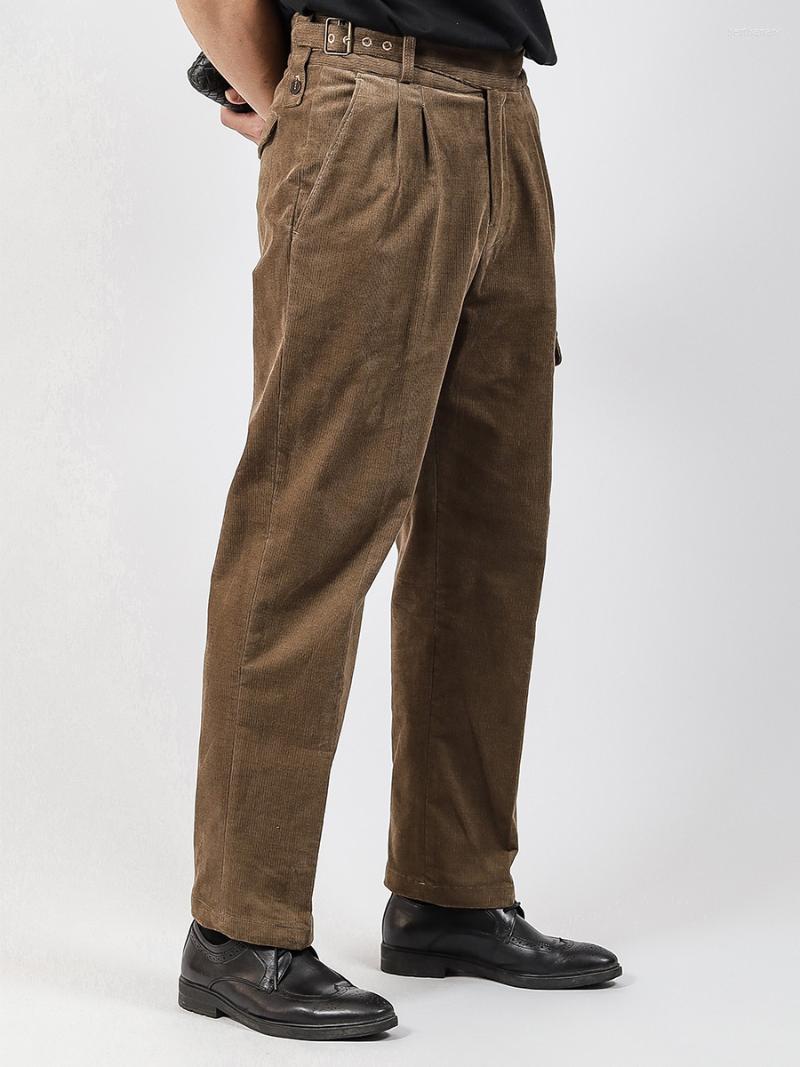 

Men's Pants Gurkha Men's Workwear Loose Straight Casual Retro Corduroy Striped Military Wide Leg Khaki Large SizeMen's Bert22, Army green