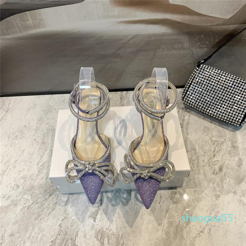 

Rhinestones Women Pumps Crystal Bowknot Satin Summer Lady Shoes Genuine Leather High Heels Party Prom Shoe, Red