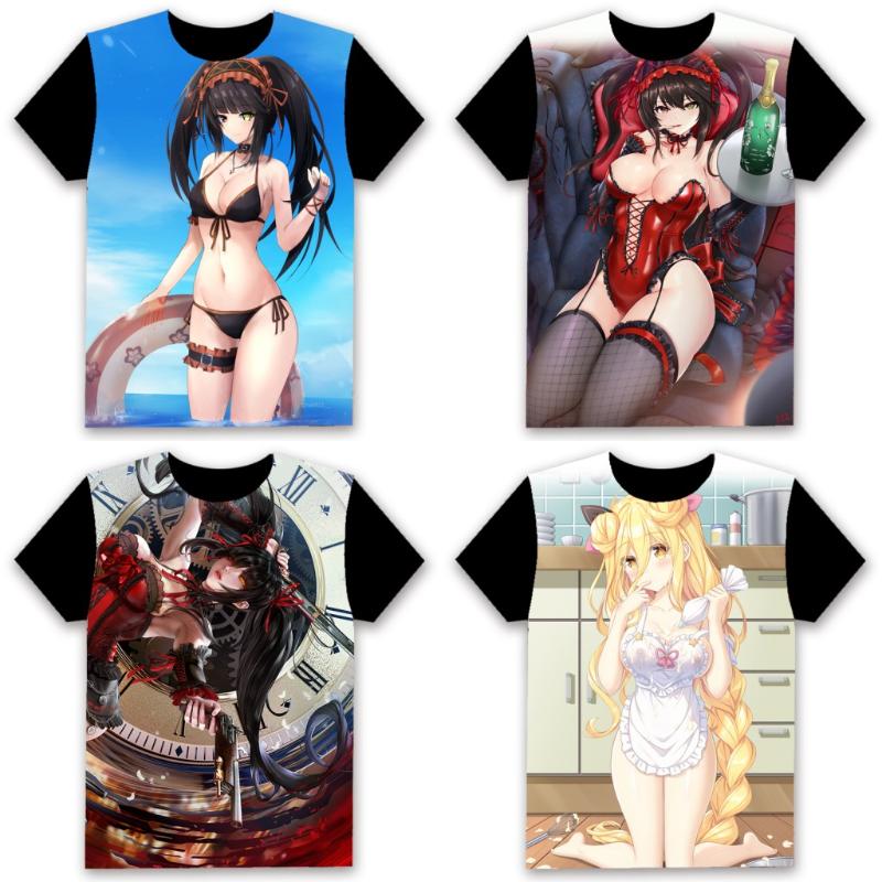 

Men' T-Shirts Anime Date A Live Tokisaki Kurumi Women Men Cosplay T-shirt Black Short Sleeve Daily Casual Tee Tops Xmas GiftMen