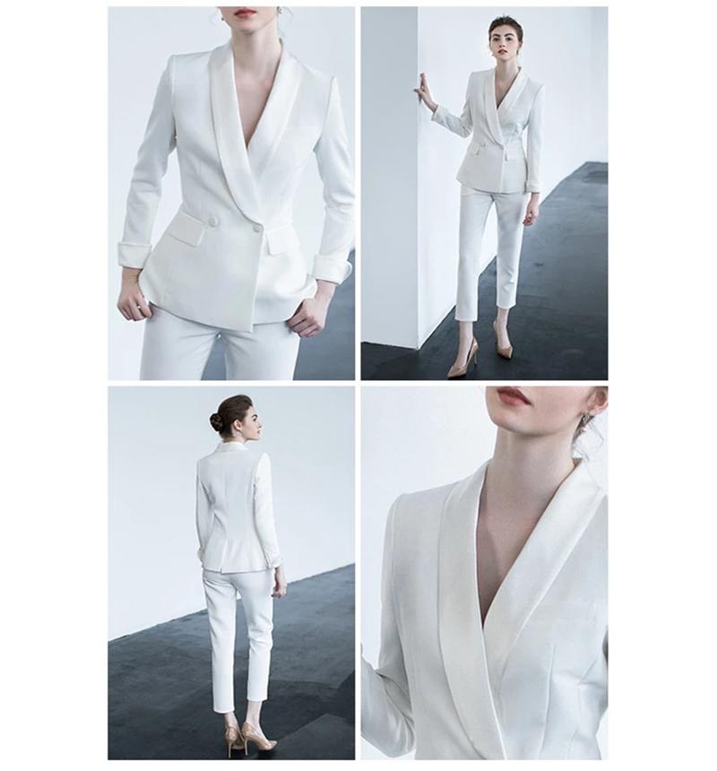 Femmes deux pièces pantalons dames couture couleur col châle vêtements de cérémonie bureau deux pièces costume veste et costume femmes