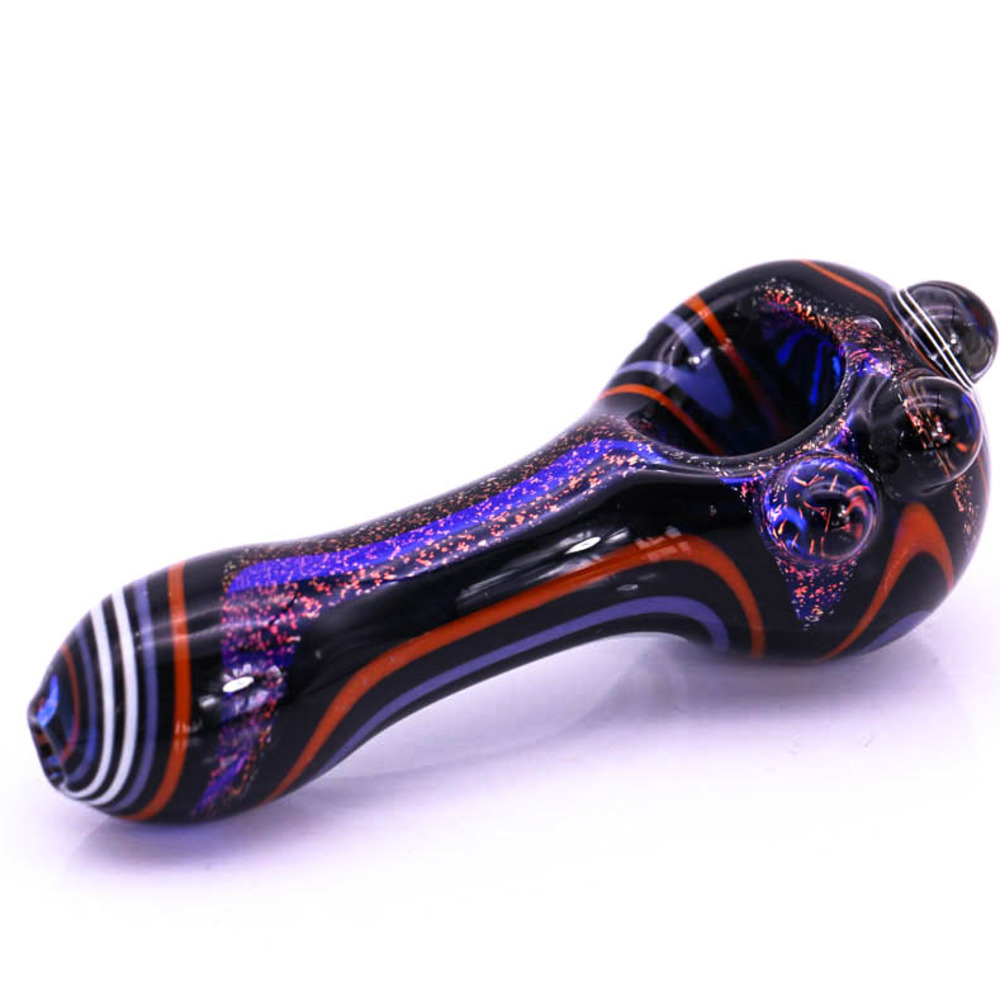 

Flashy Stripe Glass Pipe 4.1" Mini Hand Pipes Spoon Pipe Smoking Pipe For Dry Herb