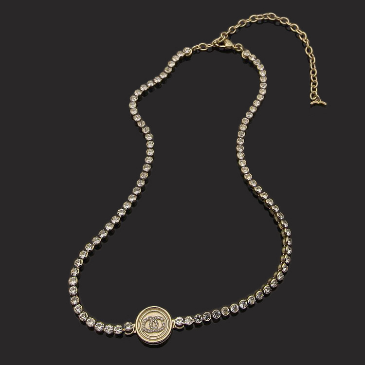 Women Luxury Brand Designer Double Letter Pendant Necklaces Simple Crysatl Pearl Rhinestone Sweater Newklace Wedding Party Jewerlry Accessories